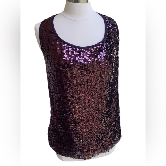 DS By Debbie Shuchat Tank Sleeveless Sequin High Neck Blouse M Purple Swiftie - Picture 1 of 10